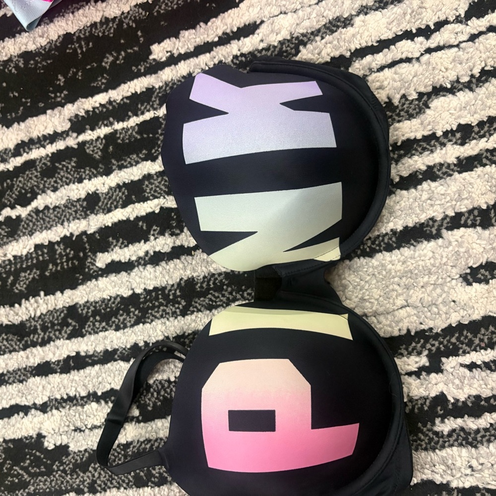 PINK Victoria's Secret Black Bra with Pink and White Logo